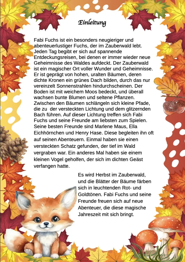 Fabi Fuchs und der Herbst – Einblick in die Geschichte